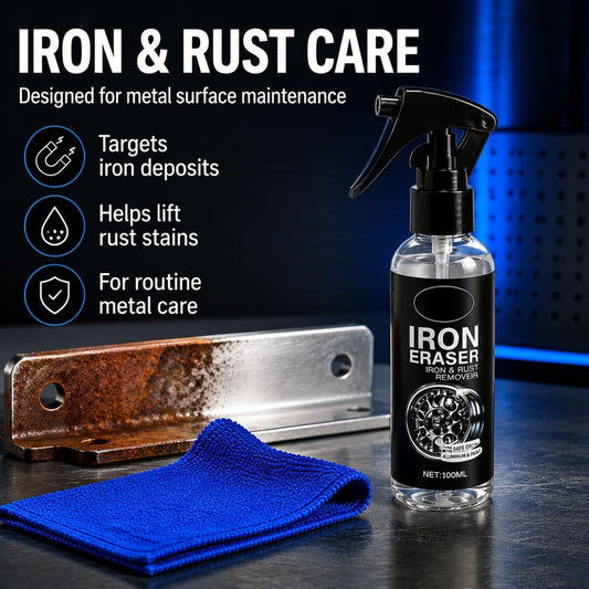 Iron Eraser Rust Remover Spray, Iron Eraser Iron and Rust Remover for Car Wheels and Paint, Fast Acting Rust and Brake Dust Remover, Professional Automotive Surface Cleaning(100ML)