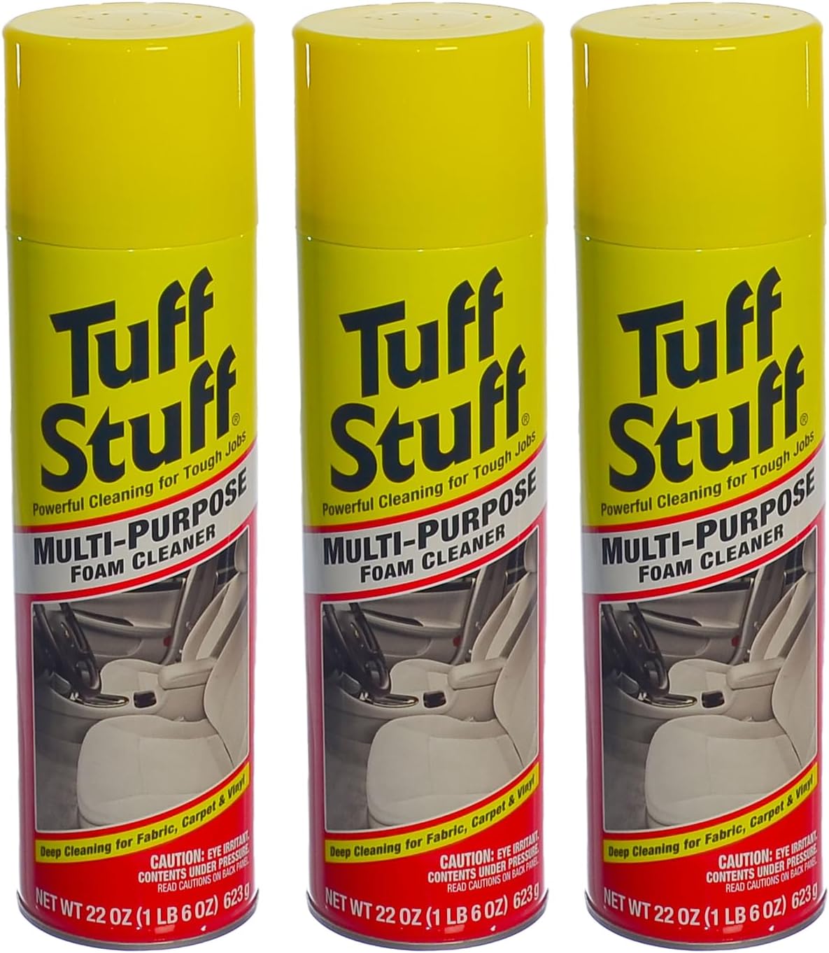 Tuff Stuff All-Purpose Foam Cleaner for Deep Cleaning Vinyl, Fabric, Upholstery, Carpet and Chrome, 22 Ounce Spray, 3-Pack