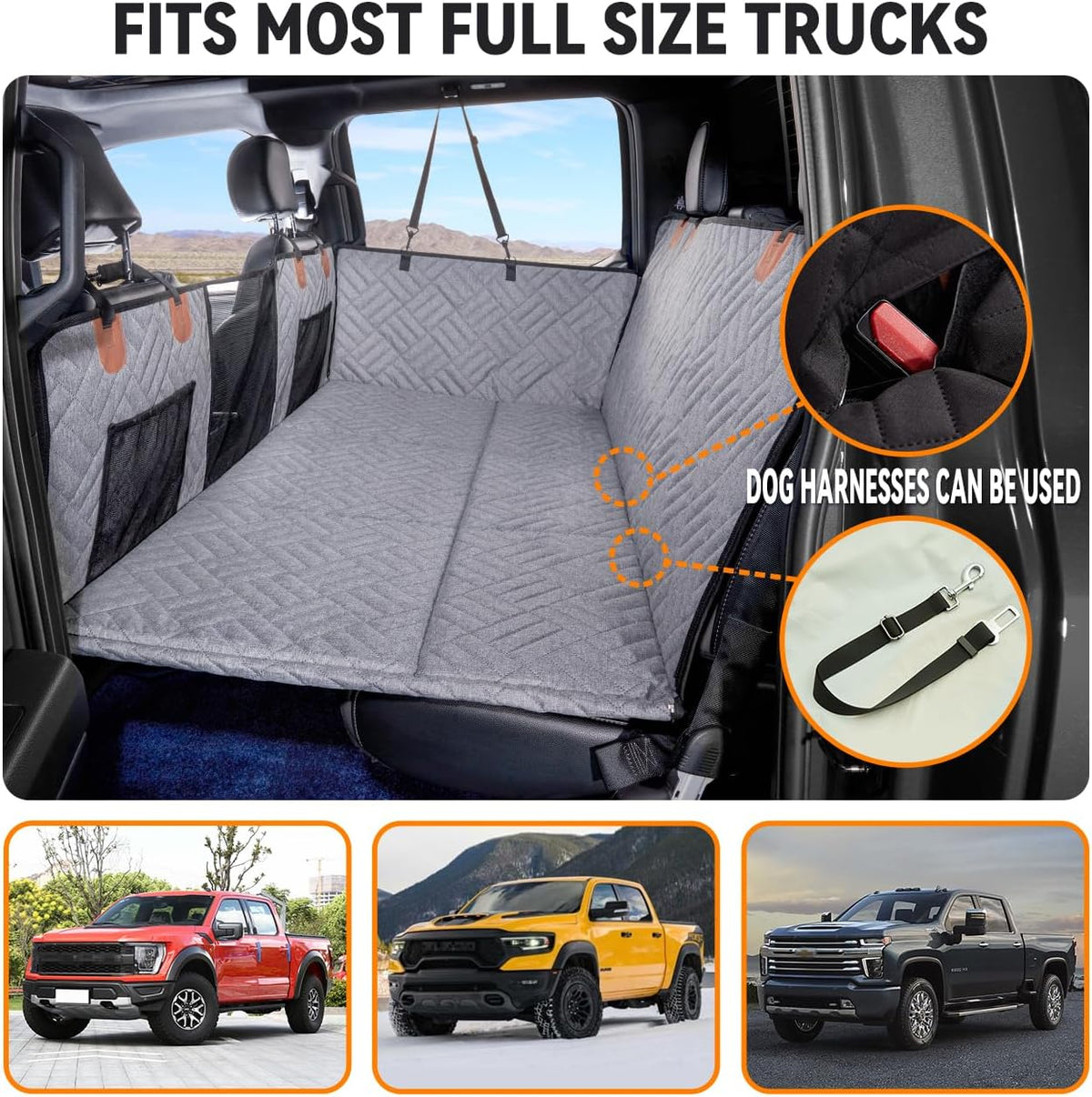YJGF Back Seat Extender,Dog Seat Cover for Back Seat,Hard Bottom Car Seat Cover for Dogs,Dog Hammock for Car,Back Seat Pet Cover for Dogs(Black,for Car/SUV/Small Truck)