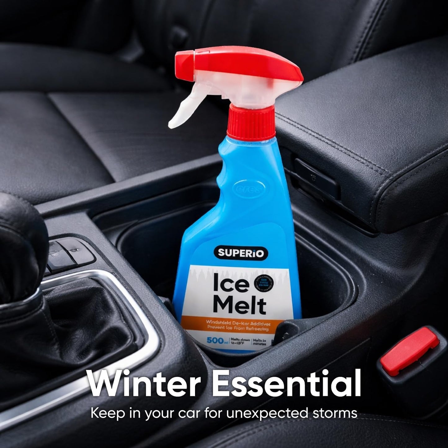 Superio Windshield Deicer for Car – Winter Ice Melt & Defroster, Washer Fluid Safe, 17 oz