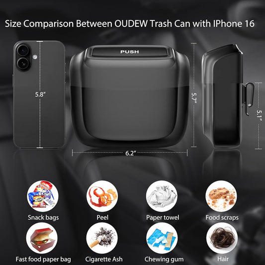 2 Packs Car Trash Can with Lid,Built-in Storage Garbage Bag,Leakproof Vehicle Trash,Car Accessories for Interior,Mini Garbage Bin for Automotive, Office, Kitchen,Bedroom,with 60pcs Trash Bags