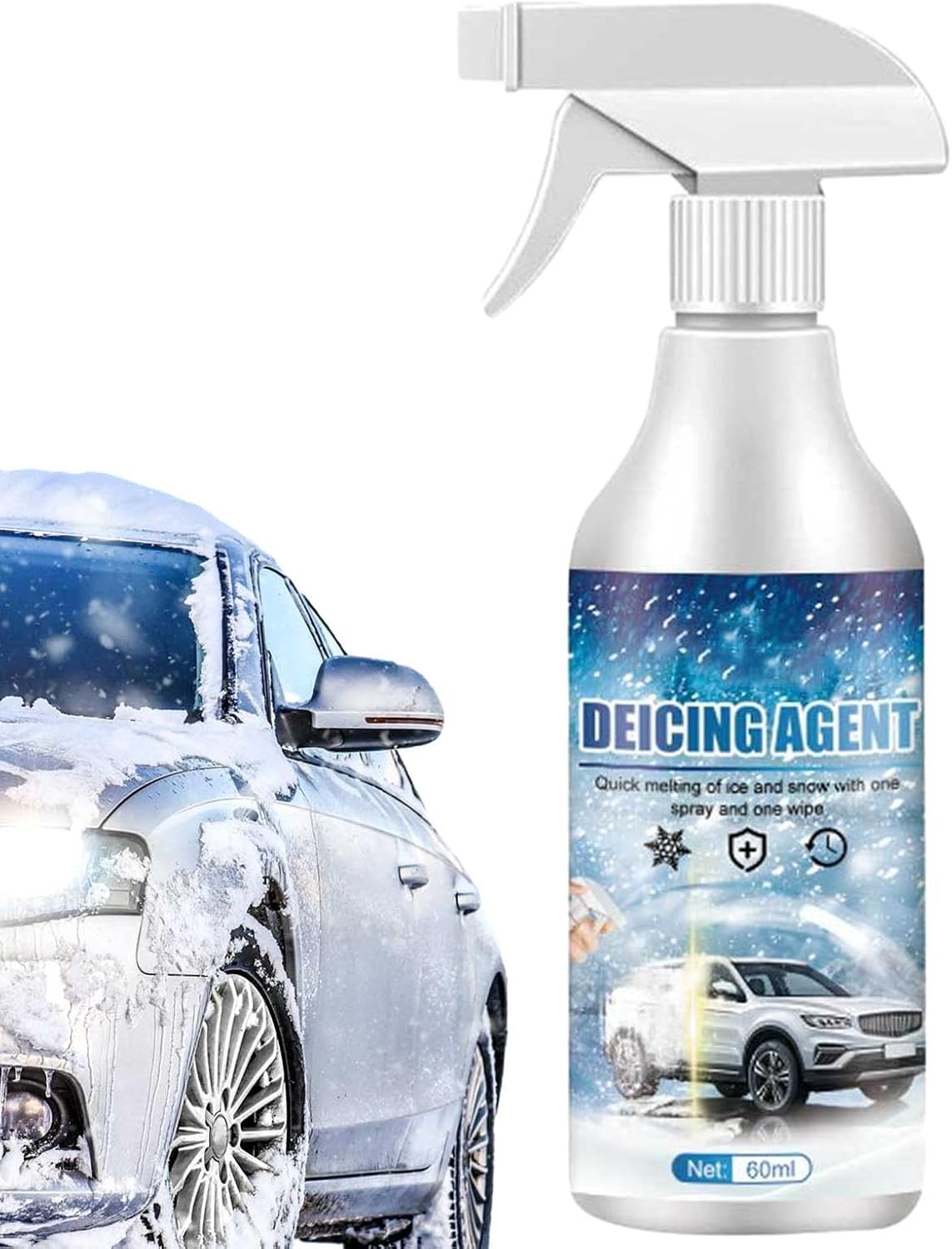 2pcs Deicing Agent, Window Snow Spray, Deicer for Car Windshield, Ice Melting Spray, Powerful Fast Melting Snow Cleaner, Car Accessories