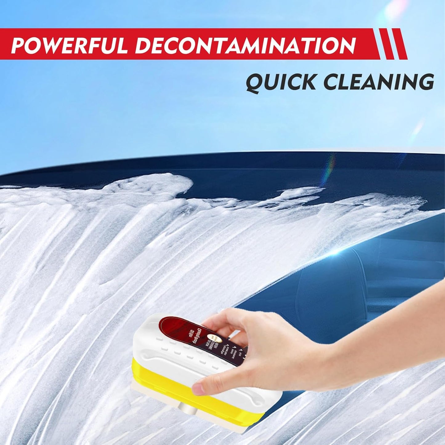 Automotive Oil Film Cleaning Brush, Upgraded Antifog & Rainproof Glass Cleaning Board, Reusable Glass Oil Film Remover for Car Windows & Windshields (Red)