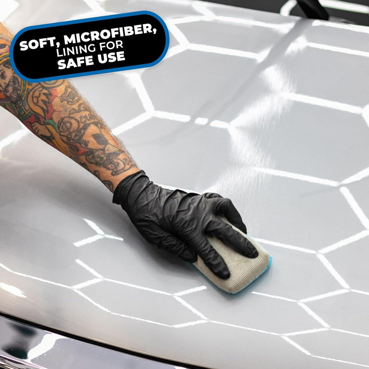 The Rag Company - Ultra No Soak Coating Applicator - Ultra Blue and Ice Grey - 6 Pack - 3 Inch by 5 Inch Applicator Sponge
