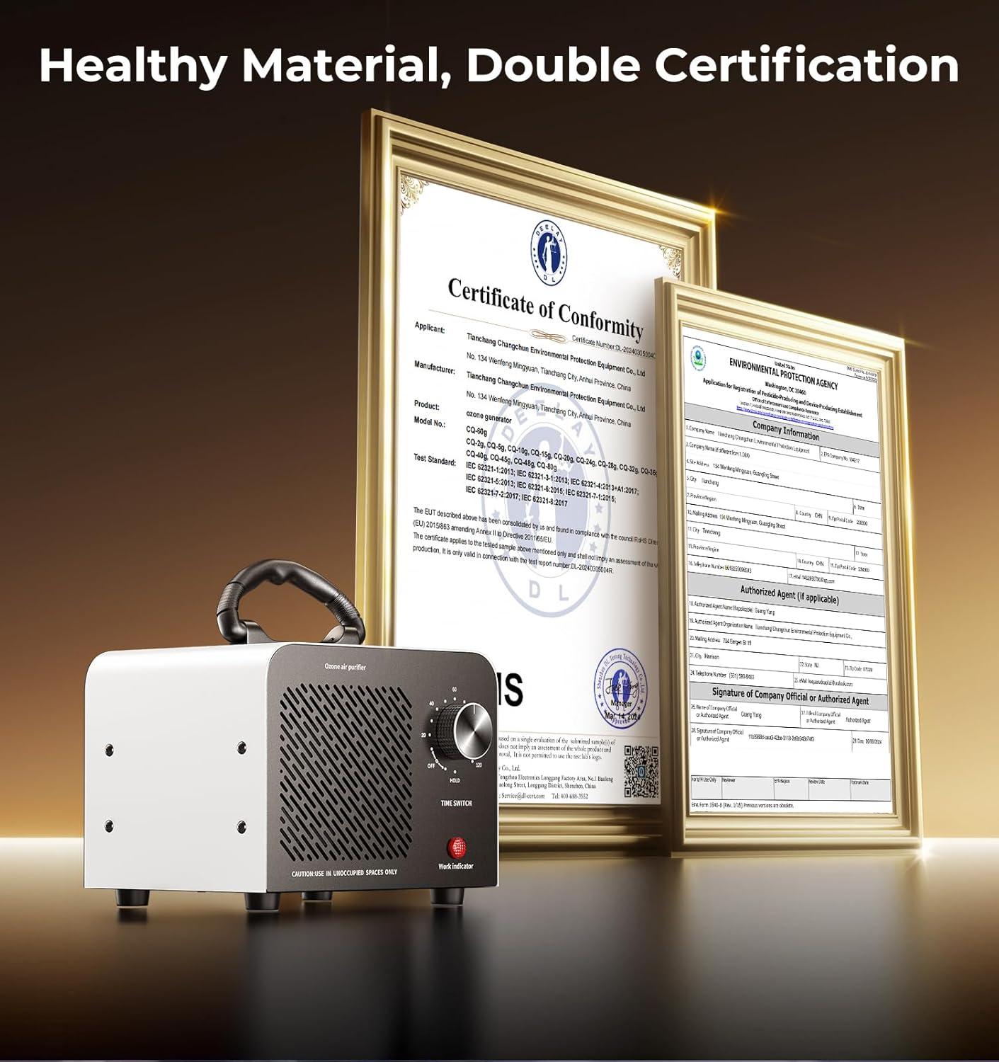 Ozone Generator 48,000mg, Commercial Ozone Machine Odor Removal, High Capacity O3 Ionizer Air Purifier Deodorizer, Portable Mini for Car, Home, Smoke, Pets, Industrial, for 4000 Square Feet -Black