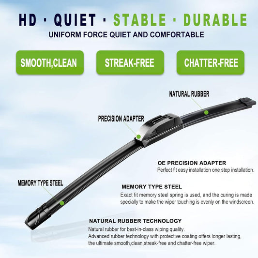 OEM QUALITY 24" +19" PARRATI Premium All-Season Windshield Wiper Blades (Set of 2) - Colors B