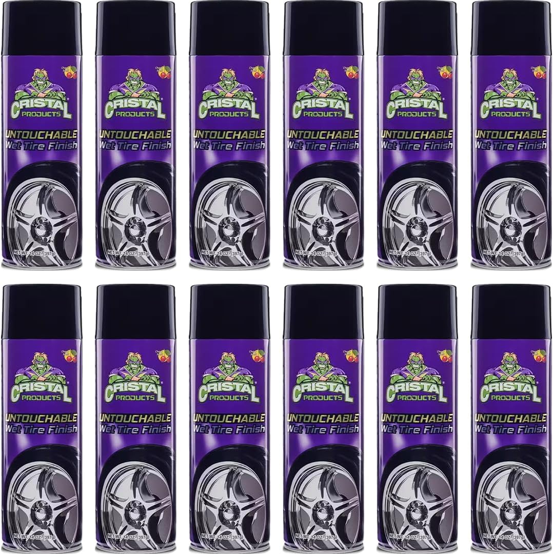 Cristal Products Untouchable Tire Shine Spray – Long-Lasting Wet Tire Finish for Deep Gloss & Protection – Waterproof Tire Shine, Easy Application, Premium Tire Cleaner Shine 8oz (1PK)