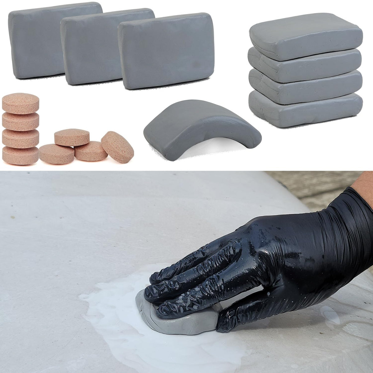8 Pack Car Clay Bars Auto Detailing 400g and Clay bar Lubricant Tablets 8 Pack (1pcs=16 oz) Clay bar kit for Car Detailing (50g/1 Pack) (Grey)