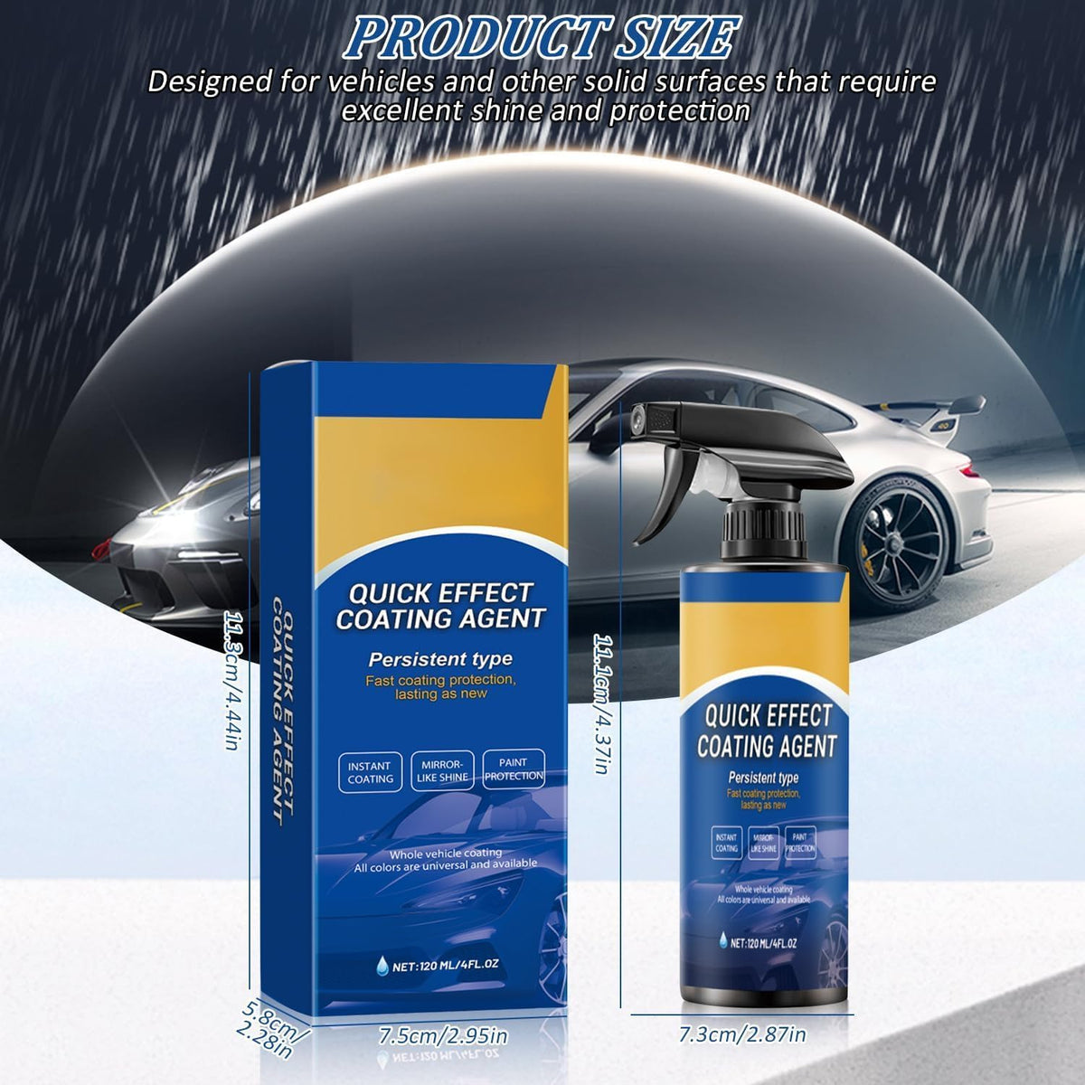 2PCS Car Coating Spray, Quick Effect Coating Agent, Quick-Advanced Car Acting Coating Agent Spray, Waterless Wash Polish, Paint Protection and Glass Cleaner