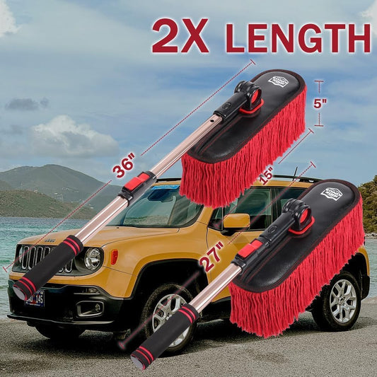 Car Duster Exterior Scratch Free,Car Dusters Extendable Handle Cleaning Exterior,Detailing Brush Kit for Truck,SUV,Caravan,Motorcycle,Wax Cotton Fabric,Waterless Wash Equipment