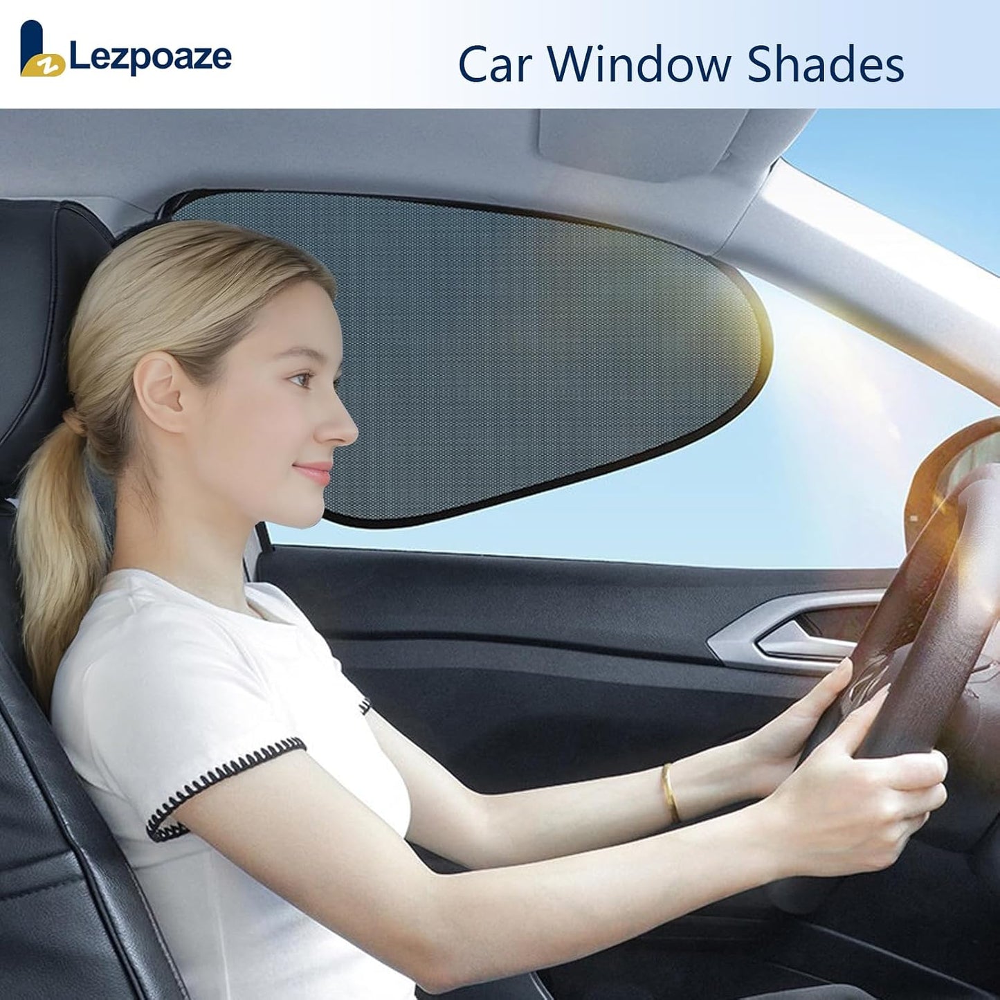 2-Pack Car Window Shades | Mesh Static adsorption Side Window Anti-UV Sunshade Curtain | Universal Fit 99% Vehicles | Foldable Car Shades