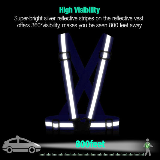 Reflective Vest Running Gear, 2Pack High Visible Safety VES for Cycling Jogging Running Walking, Adjustable for Men Women