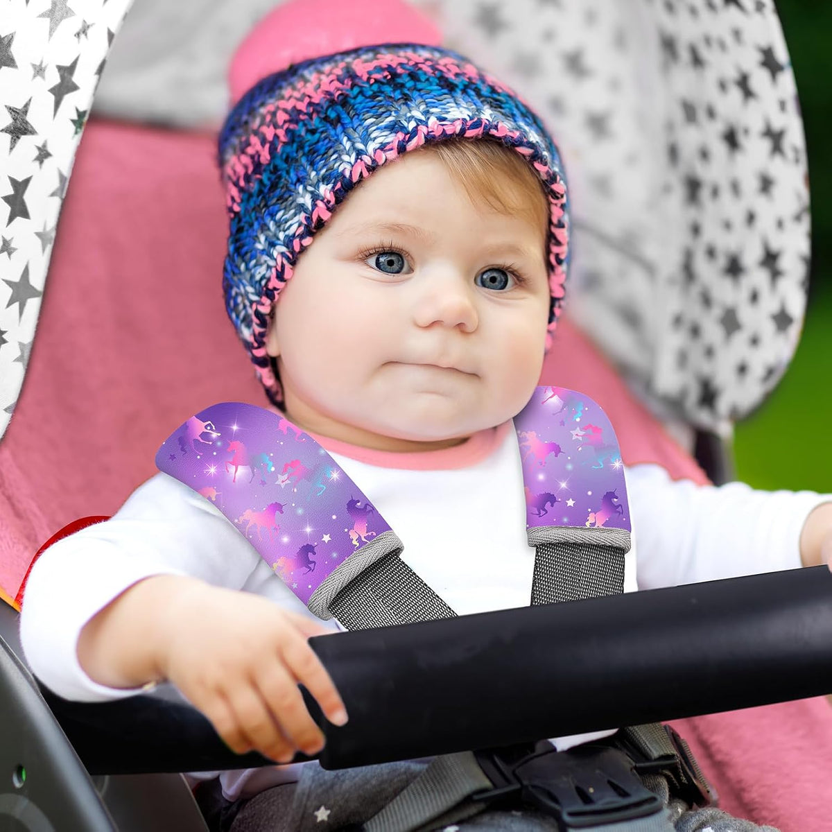 Seat Belt Cover Pad for Baby, Soft Seatbelt Cushion Covers for Kids 2Pcs Car Seat Strap Shoulder Pads for All Car Seats, Stroller, High Chair,Blue Dinosaur