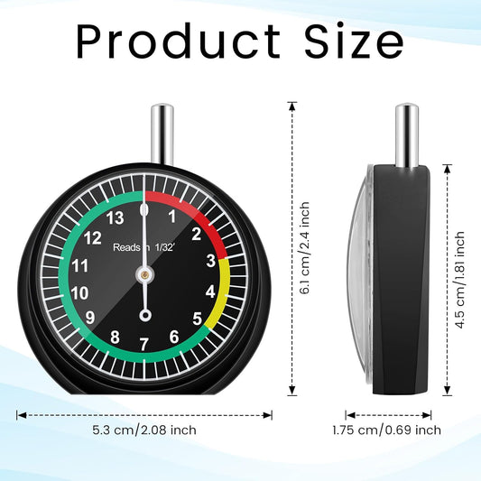 Tallew 10 Pack Tire Tread Depth Gauge in 32nds Dial Type Tire Depth Gauge Bulk with Color Coded Easy Reading Professional Tool for Motorcycle Car Truck Bus, Black