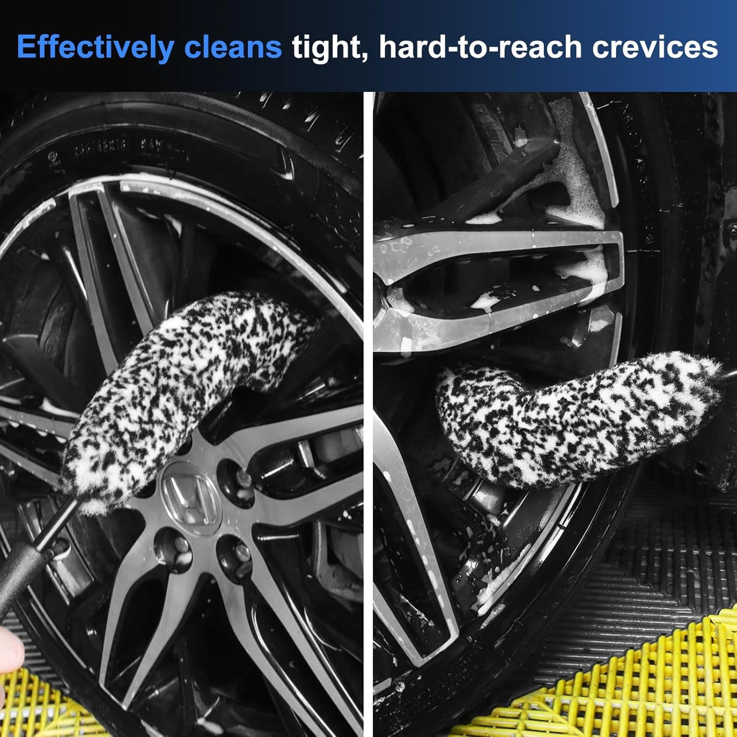 Car Wheel & Tire Brush Set, Wheel Cleaner Brush, Soft & Stiff Bristle Cleaning Brush, Wheel Brushes for Cleaning Wheels, Rim Brush for Car Body Exterior Surface, Carpet, Truck, SUV, RV, Motorcycle