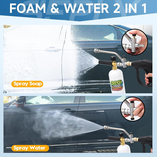 SEPLY Foam Cannon for Pressure Washer Gun Kit with Dual Connector Accessory, Car Wash Foam Gun with 5 Pressure Washer Nozzle Tips 3/8'' Swivel Quick Connector and M22-14mm and M22-15 mm Fitting