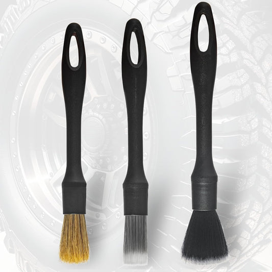 Detailing Brush Set -5 Different Sizes Premium Natural Boar Hair Mixed Fiber Plastic Handle Automotive Detail Brushes for Cleaning Wheels, Engine, Interior, Air Vents, Car, Motorcy