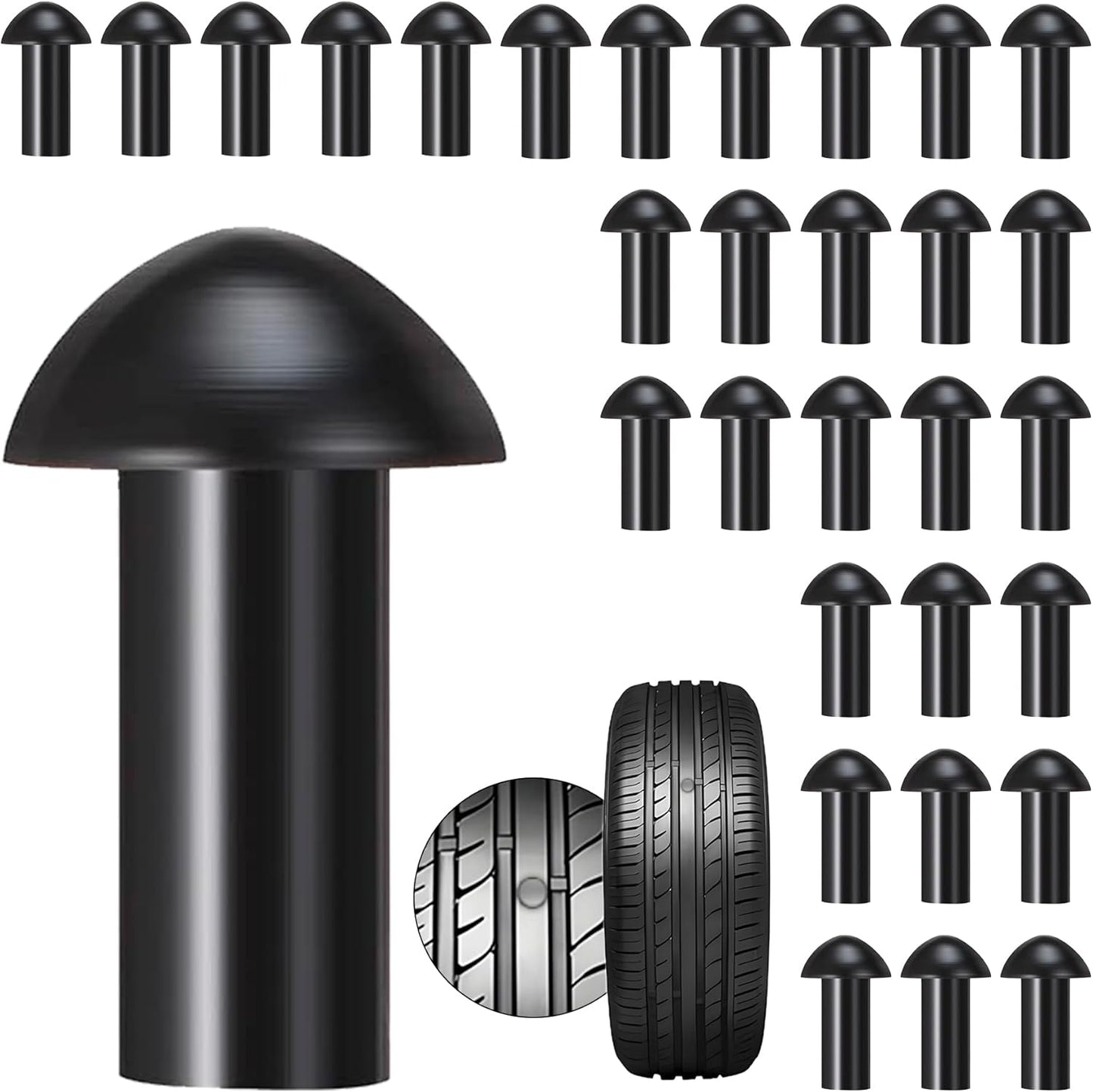 Richcat Tubeless Tire Puncture Repair Kit with Mushroom Plug, Repairs punctures and Flat Tires for Motorcycles, Cars, Trucks, ATVs,Gun Puncture Repair Kit