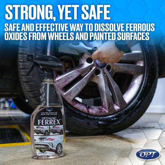 Optimum FerreX Iron Remover - Removes Brake Dust and Ferrous Oxides, Paint Safe Formula, For Auto Detailing Cars, RV's, Motorcycles, and Boats (17 Oz)