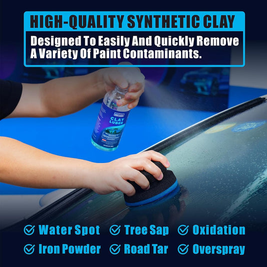 Synthetic Clay, 2-Pack Hand Clay Bar Pad for Car Auto Detailing, Cleansing, Paint Surface Prep Tool for Waxing & Polishing (Blue Purple)
