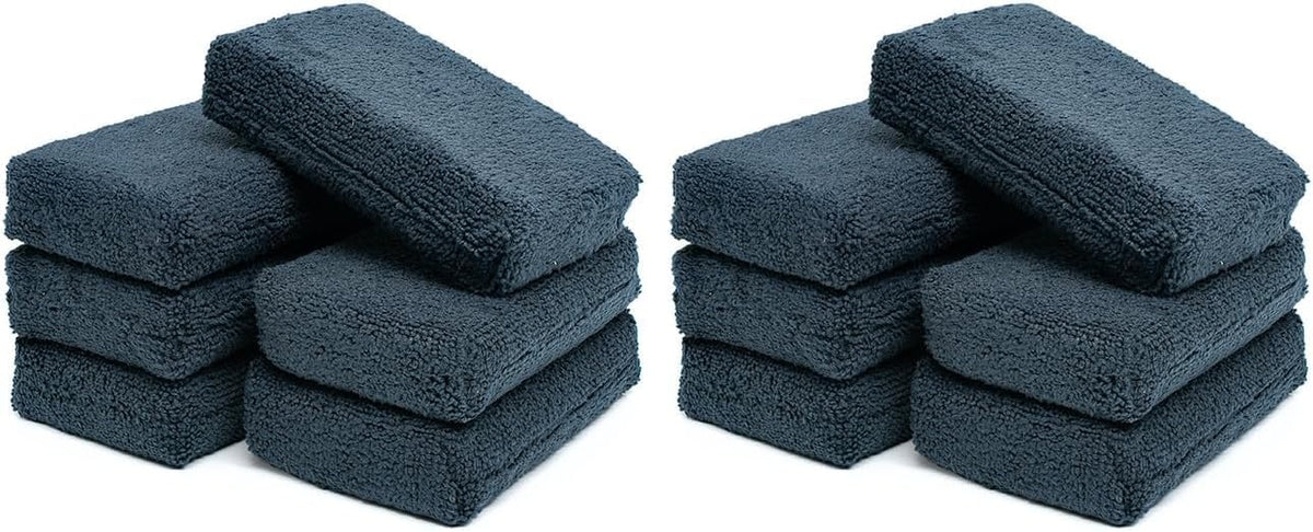 The Rag Company - Premium Grade Terry Microfiber Detailing Applicator Sponges - Versatile Detailing Tool, Extra Absorbent, Able to Withstand Numerous Uses, 3in x 5in, Black (6-Pack)