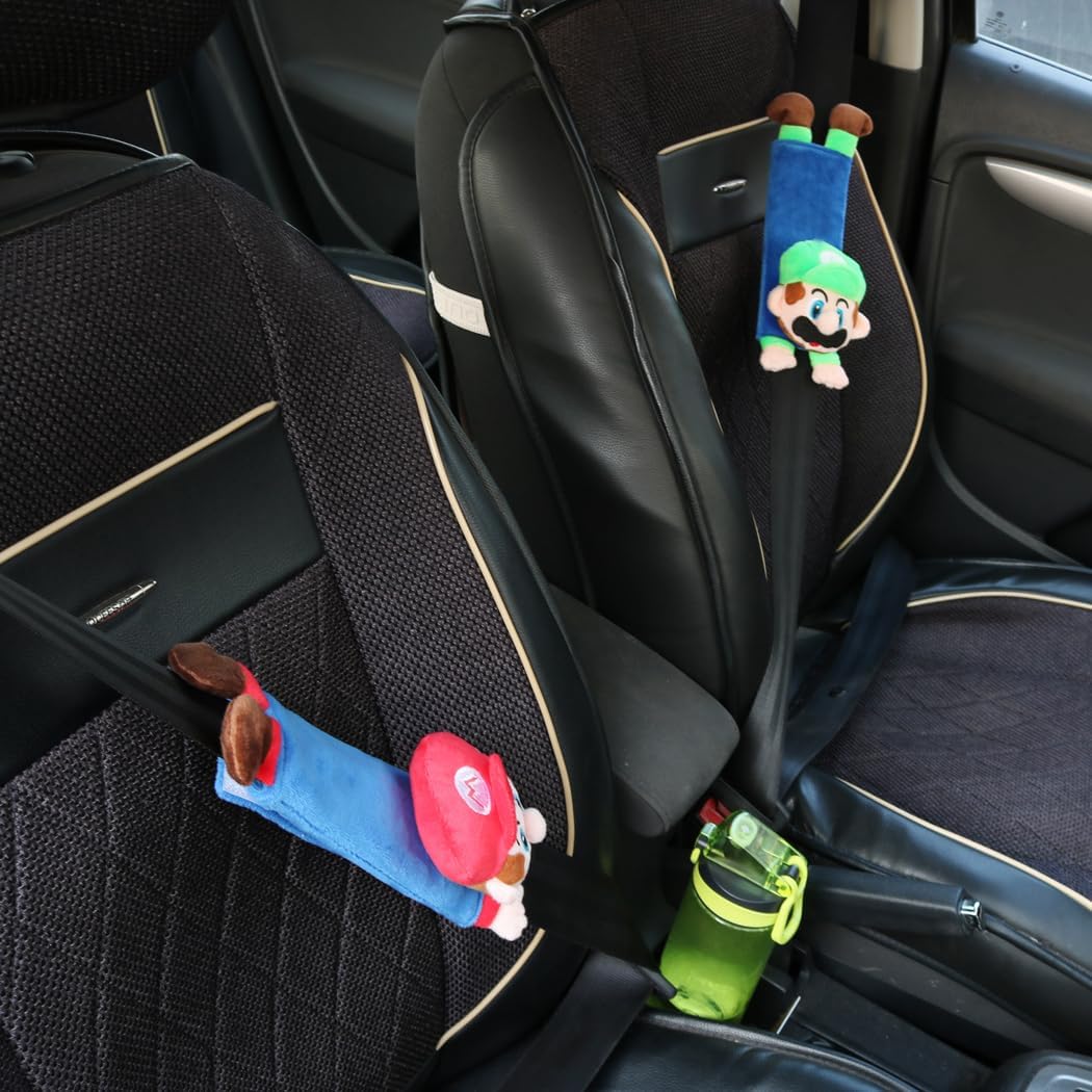 HODRME Car Seat Belt Covers for Kids-Cute Plush Safty Belt Protector Cushions Shoulder Pads, School Bag Strap Covers, Baby Carriage Strap Covers, 2 Pieces