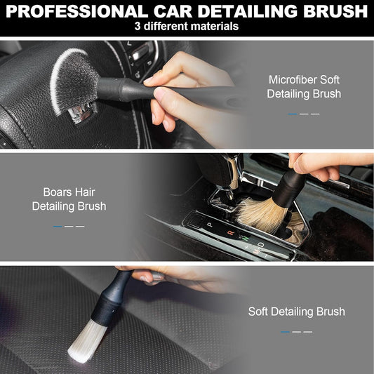 ThinkLearn Car Detailing Kit, Car Interior Detailing Kit, Including 7Pcs Auto Detailing Brushs and 200g Cleaning Gel (25% More Than 160g) Storage Bag, Car Accessories