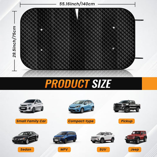 Iridescent Sun Shade for Car Windshield, Foldable Universal Car Windshield Upgrade Sunshade Enhanced UV Rays Reflective Sun Visor Shade Keeps Vehicle Cool