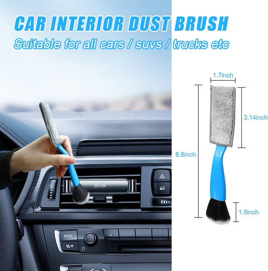 Ziciner 2 PCS Double Head Brush for Car Clean, Soft Auto Interior Duster Detailing Brushes, Universal Vehicle Dashboard Screen, Air Vents, Computer etc Cleaning Tool Accessories (Black)