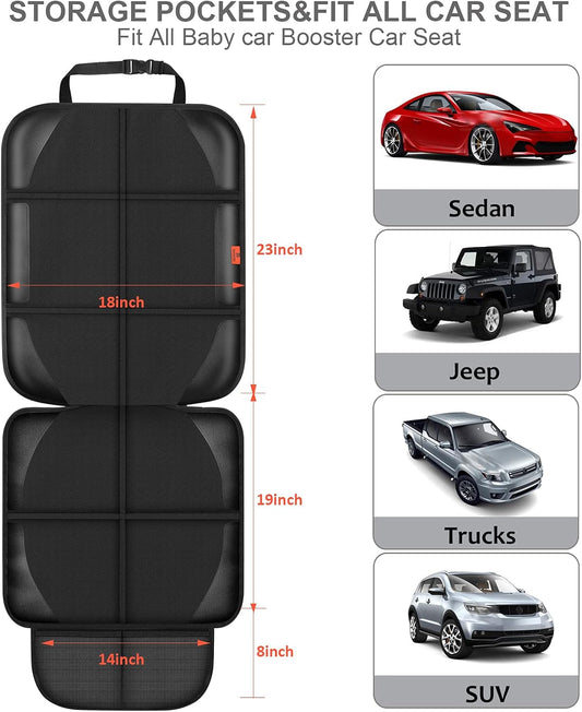 XHYANG Car Seat Protector,Auto Car Seat Protectors Baby Carseat Waterproof & Durable 600D Fabric for Child Baby Car Seat Mat Vehicle Pet Cover 2 Storage Pockets (2 Pack)