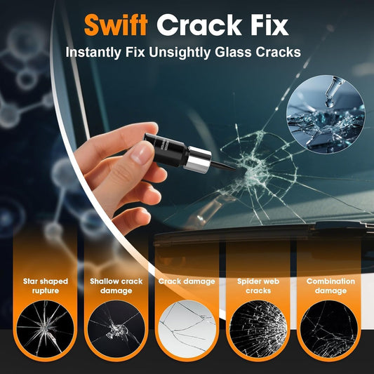 Windshield Chip Repair Kit, Quick-Fix Car Cracked Windshield Repair Kit, Glass Crack Repair Resin with Suction Cup for Fixing Car Chips Scratches Cracks & Bulls Eye,2 Pack