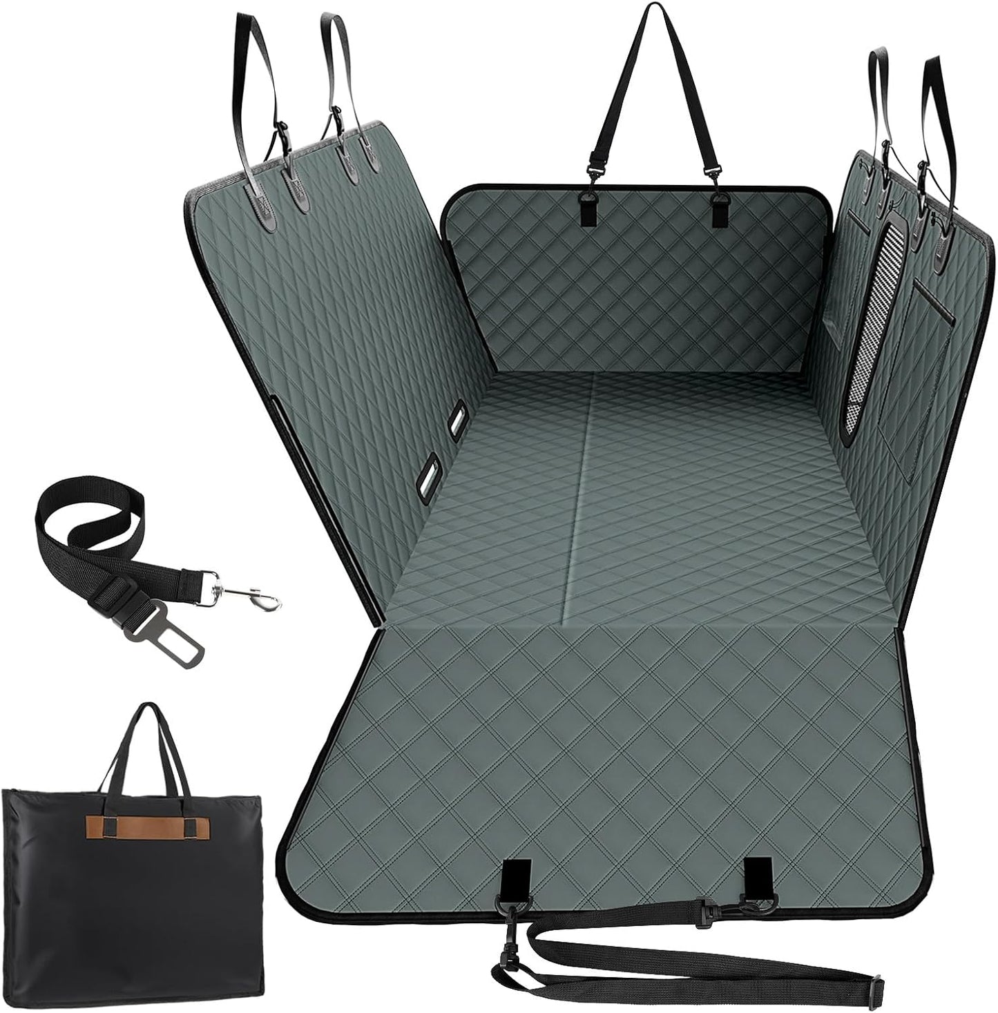 A-Pce 600D Heavy Duty Dog Car Seat Cover for Back Seat, 2026 Upgraded | Hard Bottom Back Seat Extender for Pets- Holds 600lbs, Waterproof Scratch Proof Nonslip Dog Hammock for Cars Trucks and SUVs
