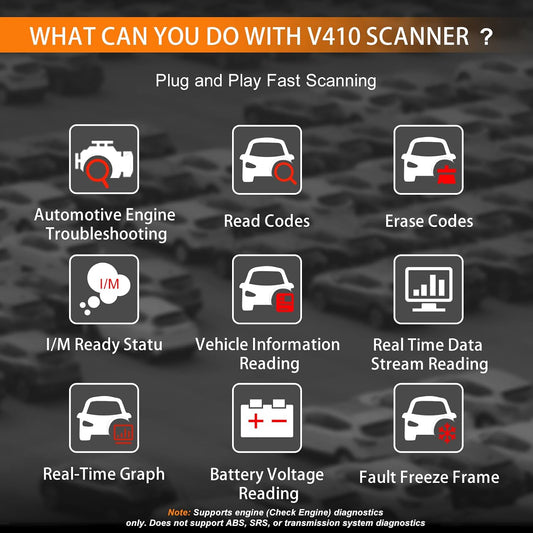 OBD2 Scanner, V410 Car Scanner Diagnostic Tool: Engine Fault Code Reader Scan Tool with Live Data/Freeze Frame for All OBDII Cars After 1996,Black