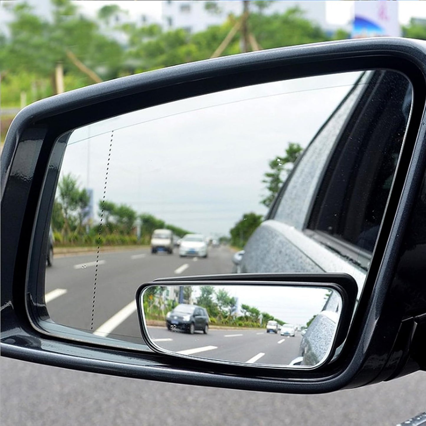 2 PCS Blind Spot Mirror, Rectangular Framed Curved Wide-angle Rearview Mirror, HD Anti-glare Parking Accessory with Adjustable Bracket, Truck Accessories for Men (Black)