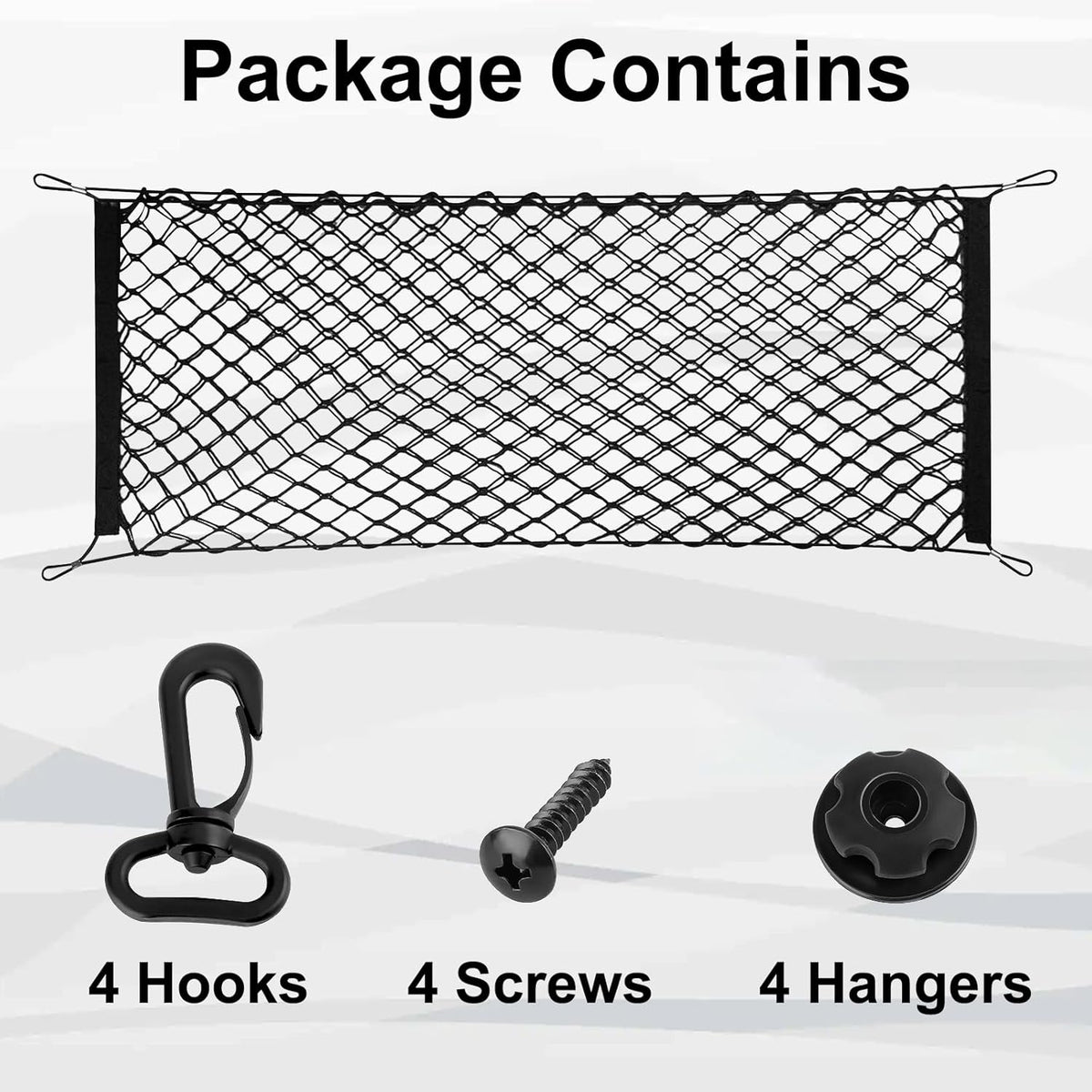Cargo Net, Premium Dual-Layer Nylon Cargo Net for SUV, Automotive Exterior Accessories, Adjustable Elastic Trunk Net with Hook, Car Accessories for SUV, Truck, Pickup (35.4x15.7 Inch)