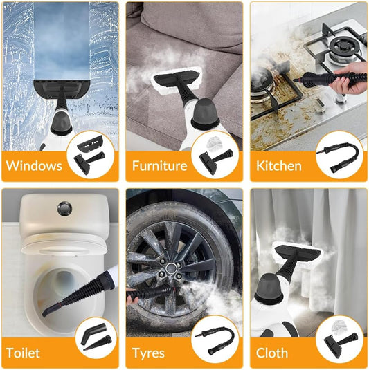 Handheld Pressurized Steam Cleaner with 12 pcs Accessories, Steamer for Cleaning, Steam Cleaner for Home Use, Steamer for Cleaning Car, Furniture, Floor, Upholstery, Grout and Tile, Deep Gray