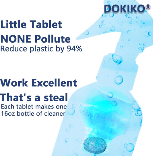 DOKIKO 100 PCS Glass Cleaner Refill,Glass Clean Tablets, Window Clean Refill Tablets, 100 Concentrated Dissolvable,1 Pack Makes 100 * 16 fl oz Spray Effective cleaning