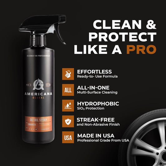 Detail Spray (16 fl. oz) - Premium Ready to Use Waterless Car Detail Spray, Made in USA, Non-Abrasive, Safe on All Coatings, Hydrophobic Protection
