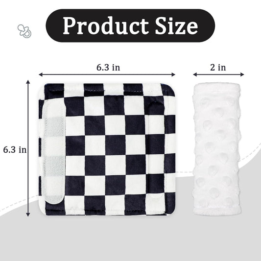 DILIMI Baby Car Seat Belt Covers, 2Pcs Carseat Shoulder Strap Pads, Soft Minky Car Seat Neck Covers, Newborn Car Seat Strap Protectors, Stroller Strap Covers for Baby Kids, Green Checkered