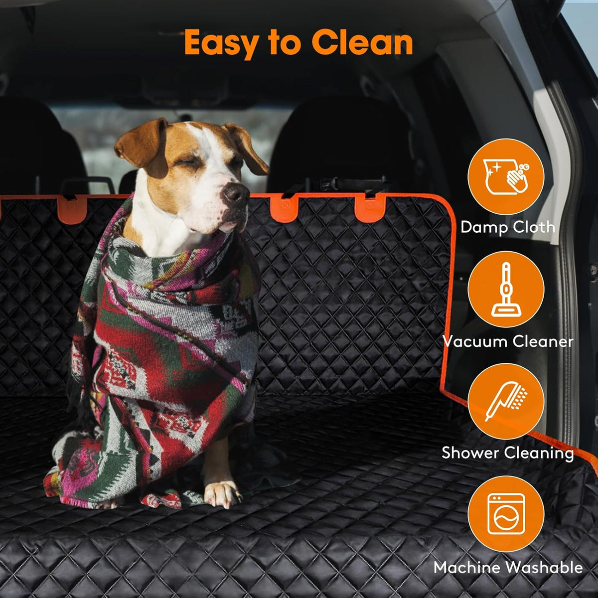 MIXJOY SUV Cargo Liner for Dogs, Waterproof Cargo Liner for SUV, Pet Dog Cargo Cover Mat with Bumper Flap Protector, Nonslip Car Trunk Mat for Sedans Vans, Universal Fit (90" L x 55" W)