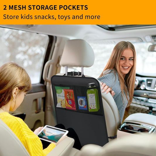 Kick Mats with Organizer -2 Pack Backseat Protector SeatCovers for Your Car, SUV, Minivan or Truck Seats - VehicleBack Seat Kids Safety Accessories -Universal Fit AutomotiveInterior Protectors