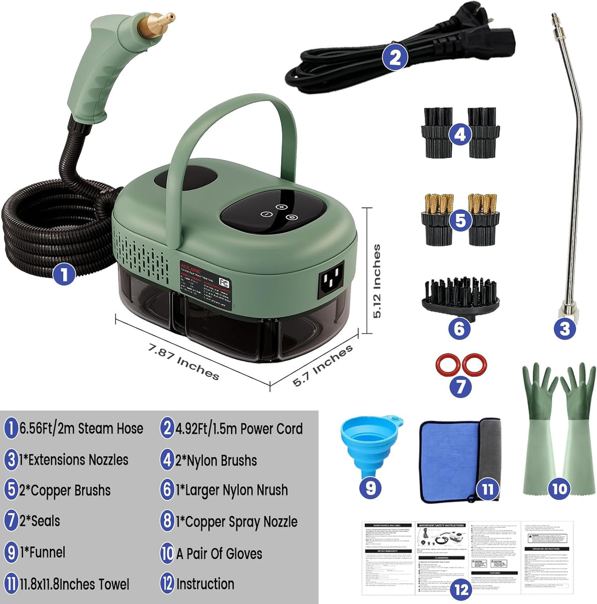 2500W Handheld Steam Cleaner,Portable Car Steamer For Auto Detailing,High-Temperature and Pressure Steam Cleaner For Home, Steam Cleaning Machine for Furniture,Kitchen,Grout,Floor,Tile (Gray)