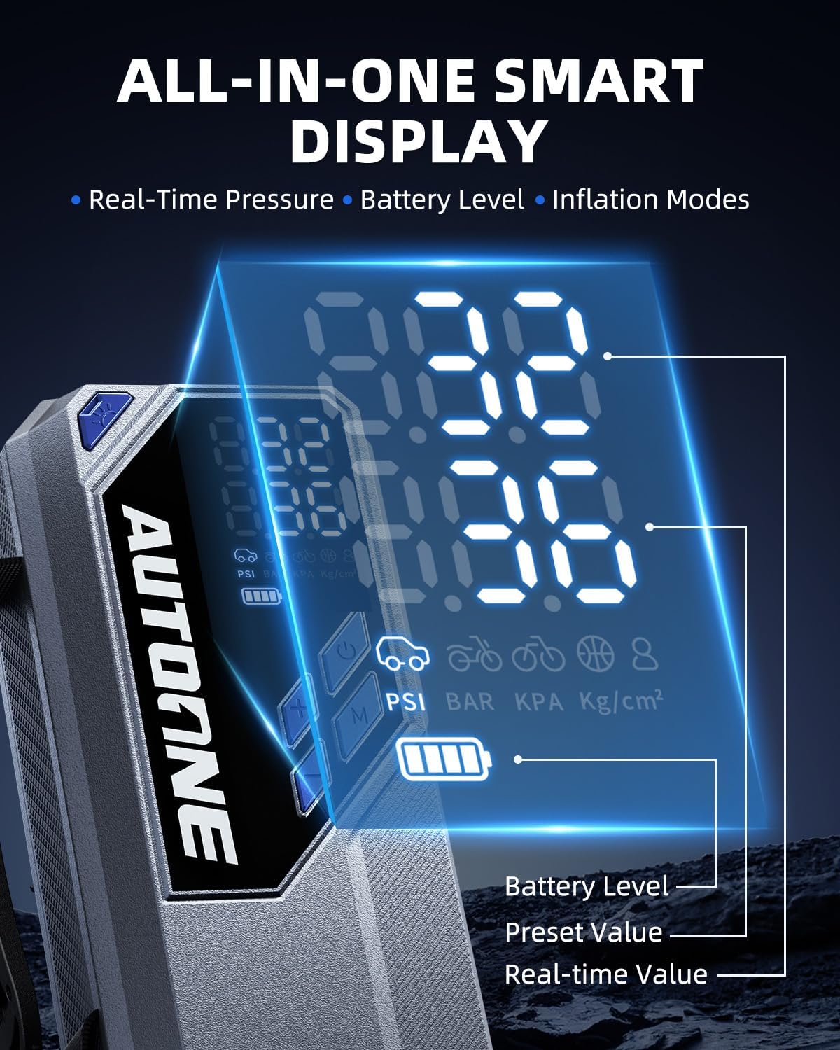 AUTOONE 6000A Car Battery Jump Starter Up to All Gas & 12L Diesel Engine, Car Battery Jumper Starter Portable 12V Jump Box with USB Output, Storage Case, LED Flashlight