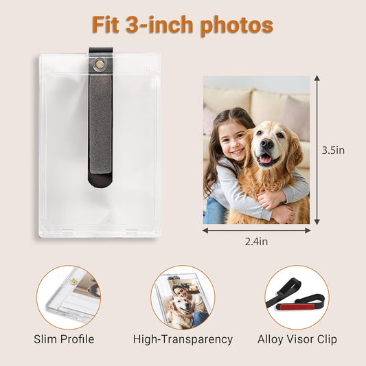 Yuoyar 4 Packs Magnetic Car Picture Holder for Visor - Car Photo Holder with Clips for Easy Display - Visor Clip Photo Frame for 3 Inch Photos
