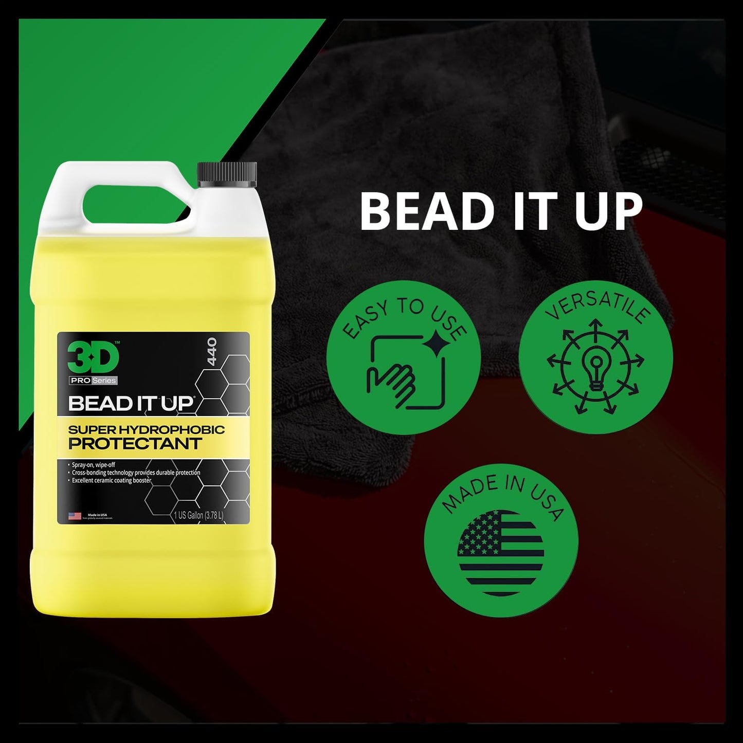 3D Bead It Up Ceramic Coating Booster Spray - Super Hydrophobic Bead Maker - Polymer Paint Protectant & Sealant 16oz.