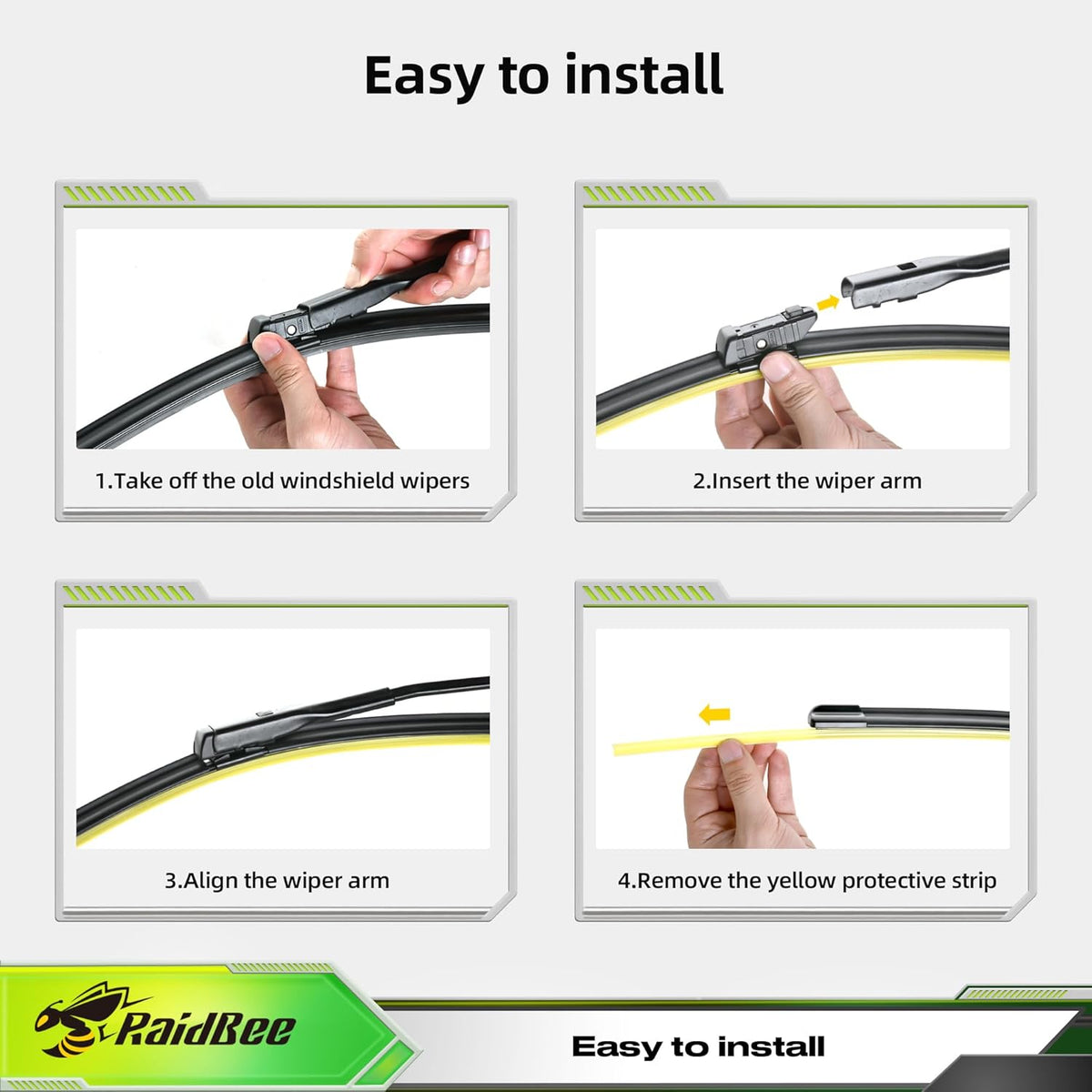 Raidbee® 26"+26" Windshield Wiper Blades Replacement for Ford Fusion 2013 2014 2015 2016 2017 2018 2019 2020 Genuine OEM Quality 2 Pack - Colors B