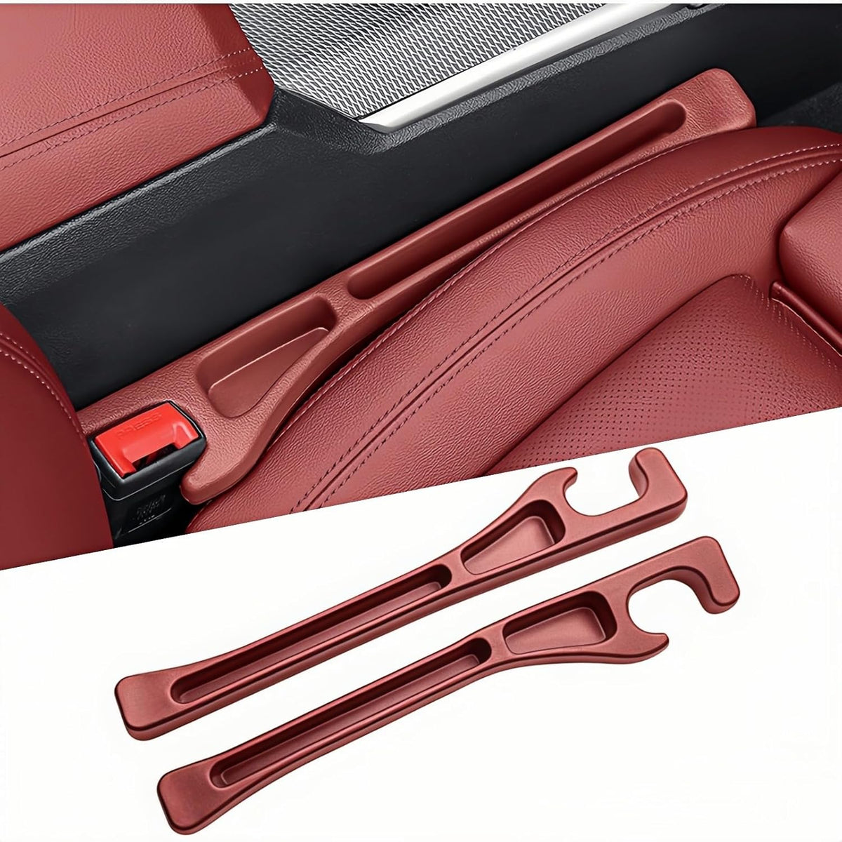 EnzeroTools Car Seat Gap Filler, 2-Pack No-Drop Seat Side Gap Seam Filler Organizer with Phone Holder, Universal Fit Fill The Gap Between Seat & Console, Perfect for Car, SUV, Truck