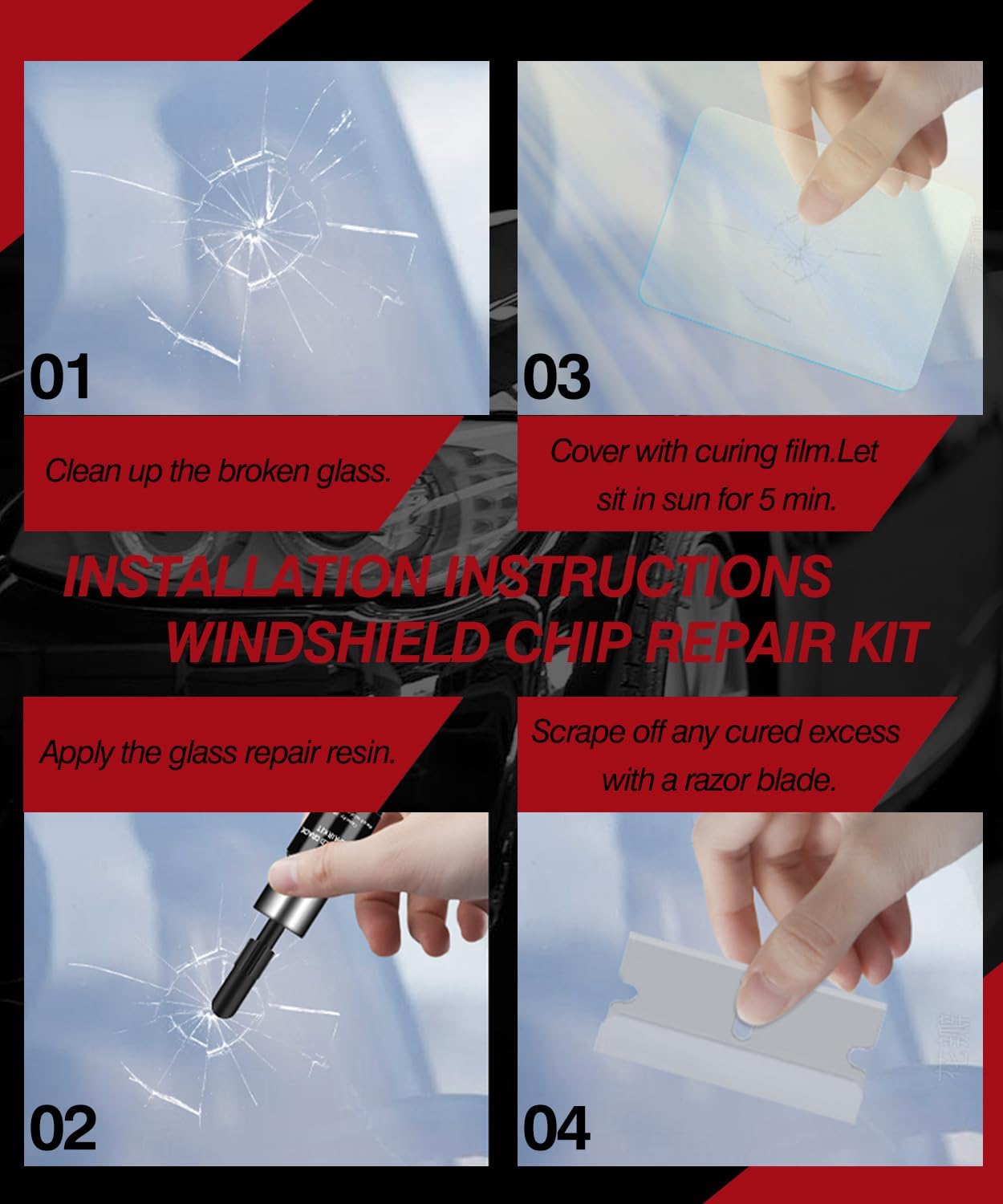 Filmer Windshield Chip Repair Kit, 2026 Latest - Windshield Repair Kit, Windshield Crack Repair Kit for Daily Car Glass Maintenance, Quickly Repair Glass Cracks & Chips, 5-Min Quick Fix (2 Bottles)
