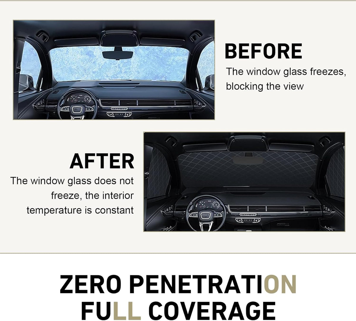 Car Cover Waterproof All Weather, Outdoor Hood Protection, Foldable Protective Shield with Windproof Fixed Strap, Universal Car Snow Cover (Silver)