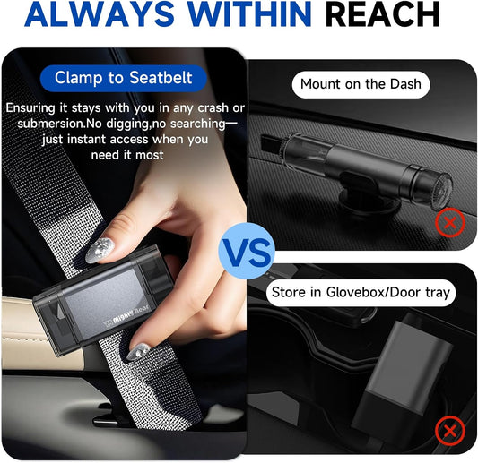 MightY Bear Window Breaker Seatbelt Cutter, 2-in-1 Car Emergency Tool, Underwater Glass Breaker for Traffic Accidents and Family Rescue - 2 Pack Red